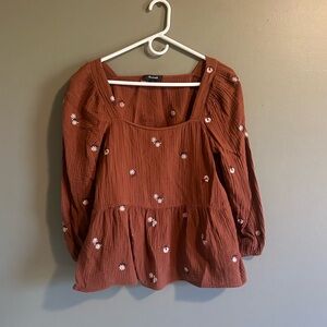 Madewell floral square neck blouse